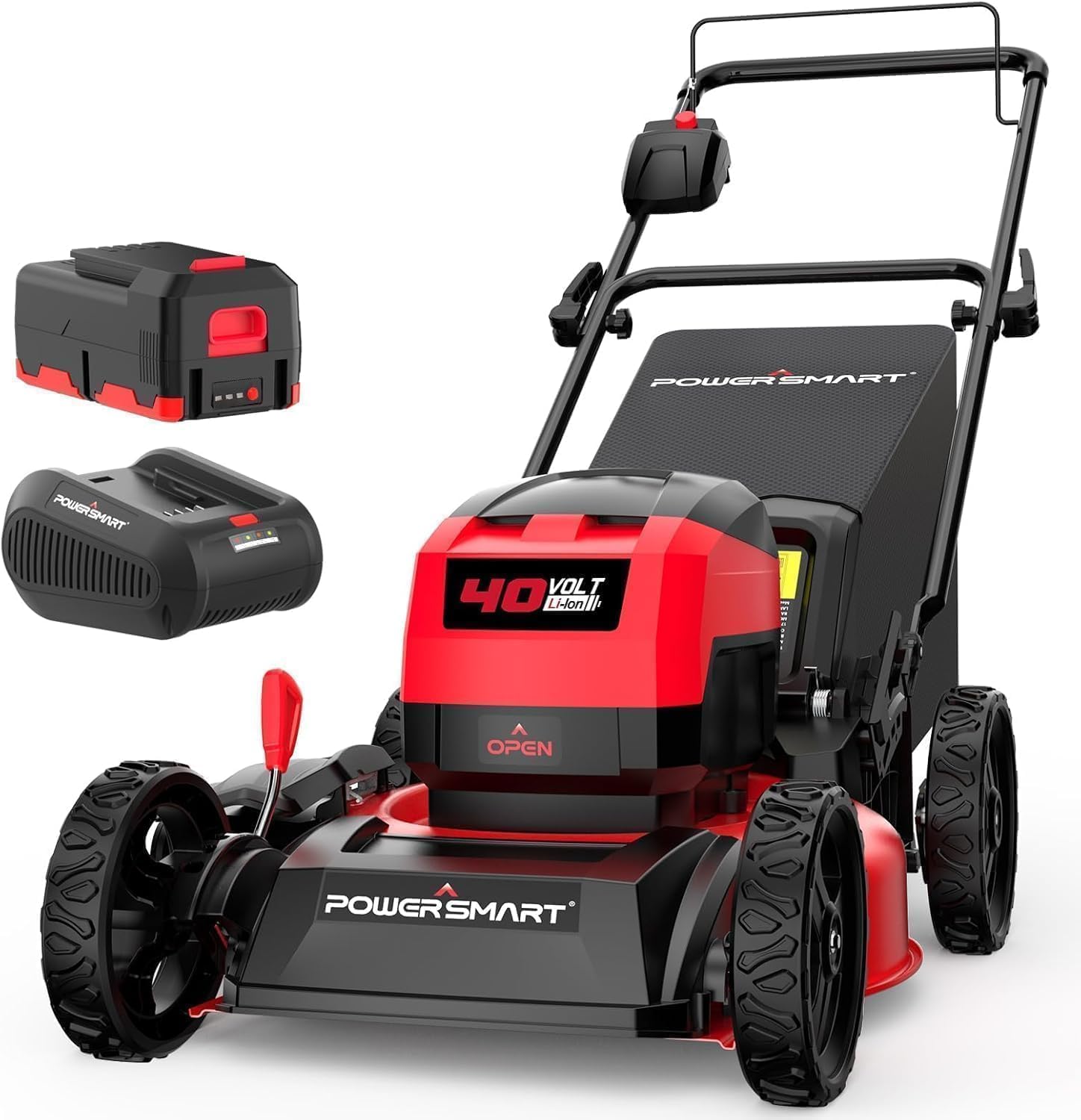 Electric Lawn Mower, 40V Cordless Mower with 4.0Ah Battery & Charge, 17 Inch Lawn Mower,Quiet, Lightweight, Foldable Handles