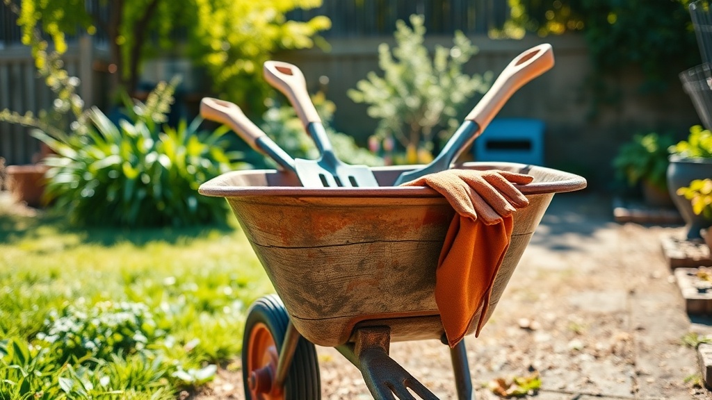 Free backyard tools: rake, shovel, borrowed wheelbarrow.